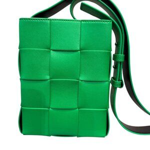 BOTTEGA VENETA 729298-V29E0-3813 Intrecciato Green Leather Cassette Shoulder bag